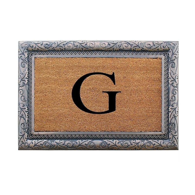 A1HC Rubber Coir Albena Monogrammed Doormat 24"X36", Bronze - Monogrammed G