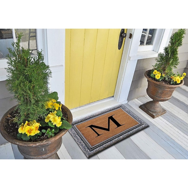 A1HC Rubber Coir Albena Monogrammed Doormat 24"X36", Bronze