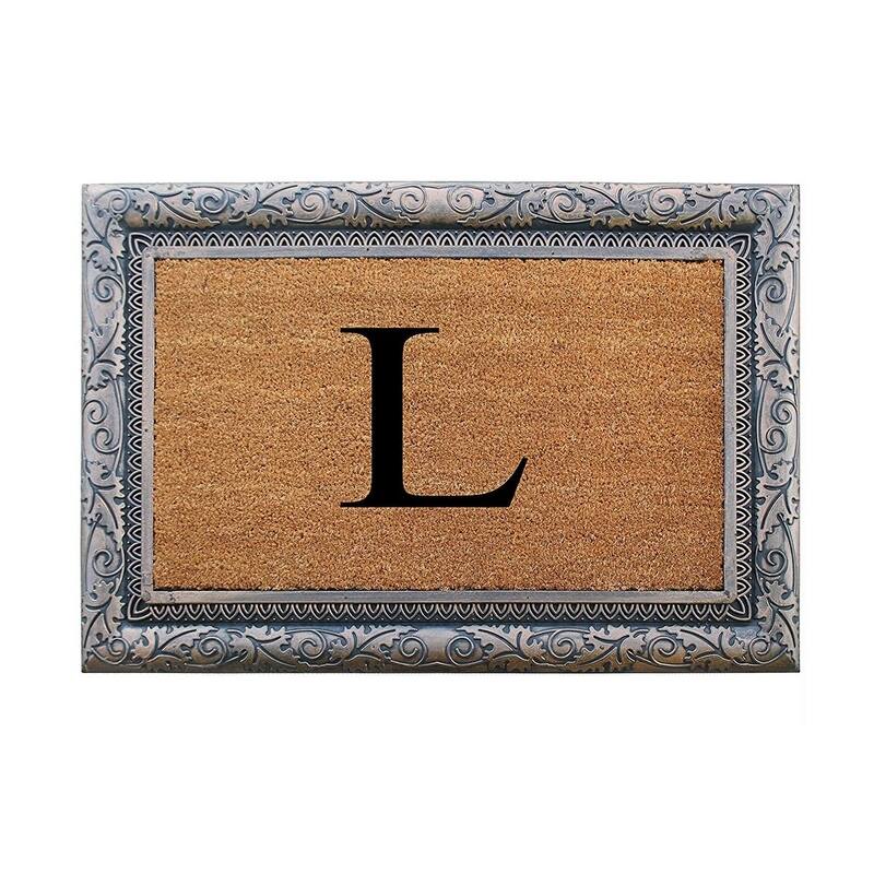 A1HC Rubber Coir Albena Monogrammed Doormat 24"X36", Bronze - Monogrammed L