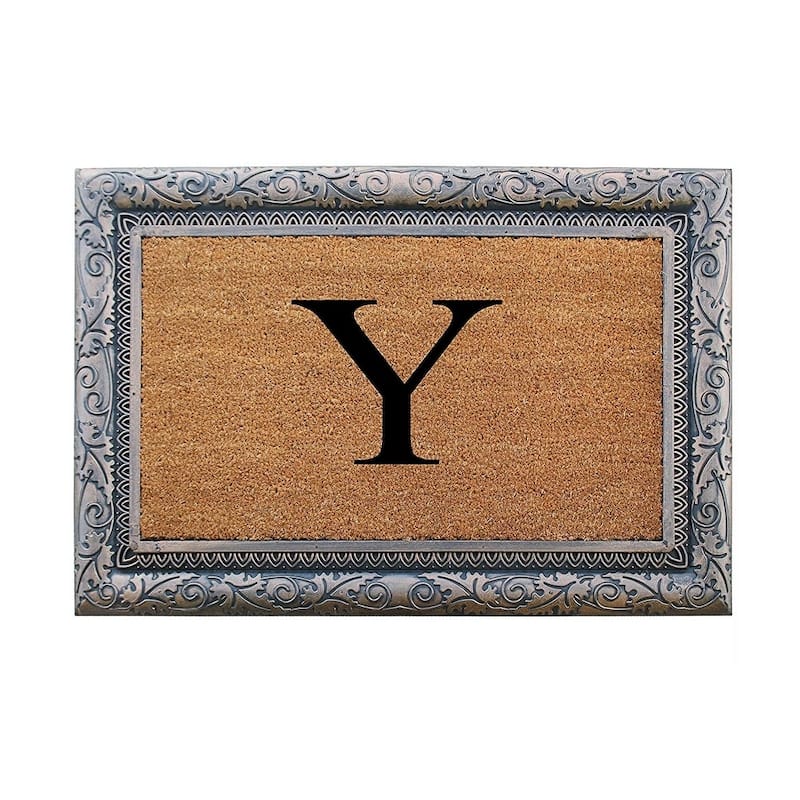 A1HC Rubber Coir Albena Monogrammed Doormat 24"X36", Bronze - Monogrammed Y