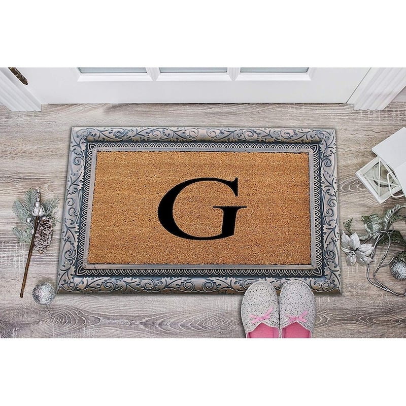 A1HC Rubber Coir Albena Monogrammed Doormat 24"X36", Bronze