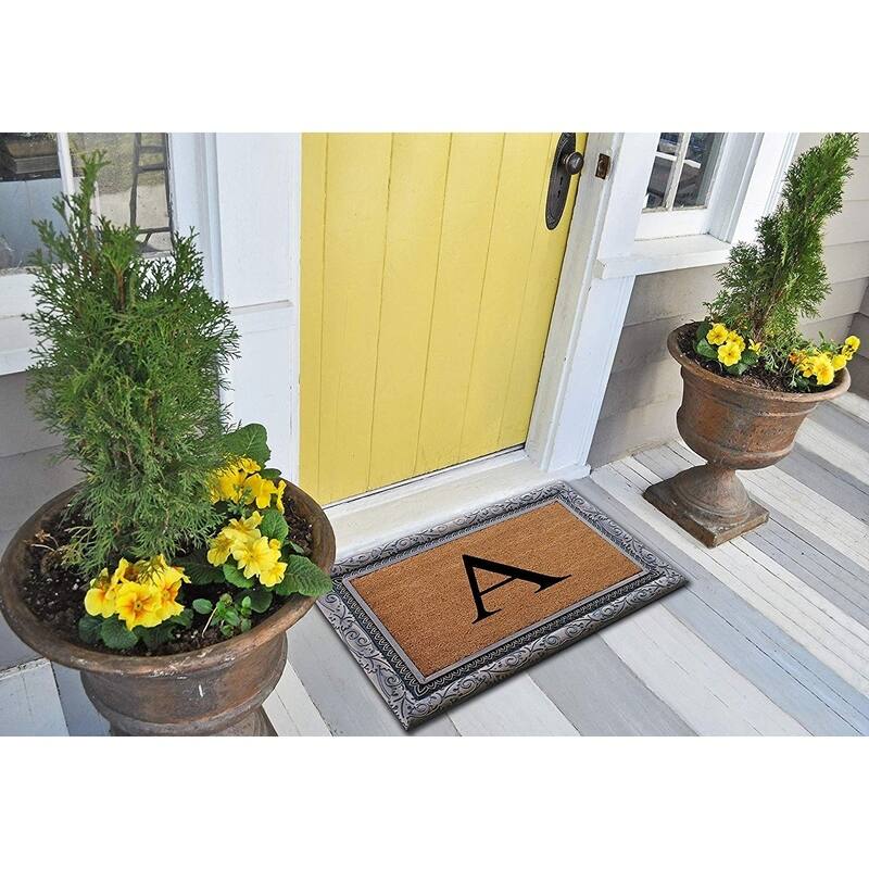 A1HC Rubber Coir Albena Monogrammed Doormat 24"X36", Bronze