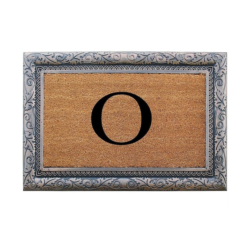 A1HC Rubber Coir Albena Monogrammed Doormat 24"X36", Bronze - Monogrammed O