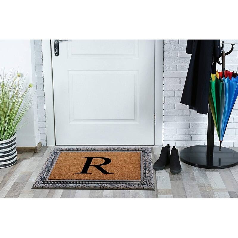 A1HC Rubber Coir Albena Monogrammed Doormat 24"X36", Bronze