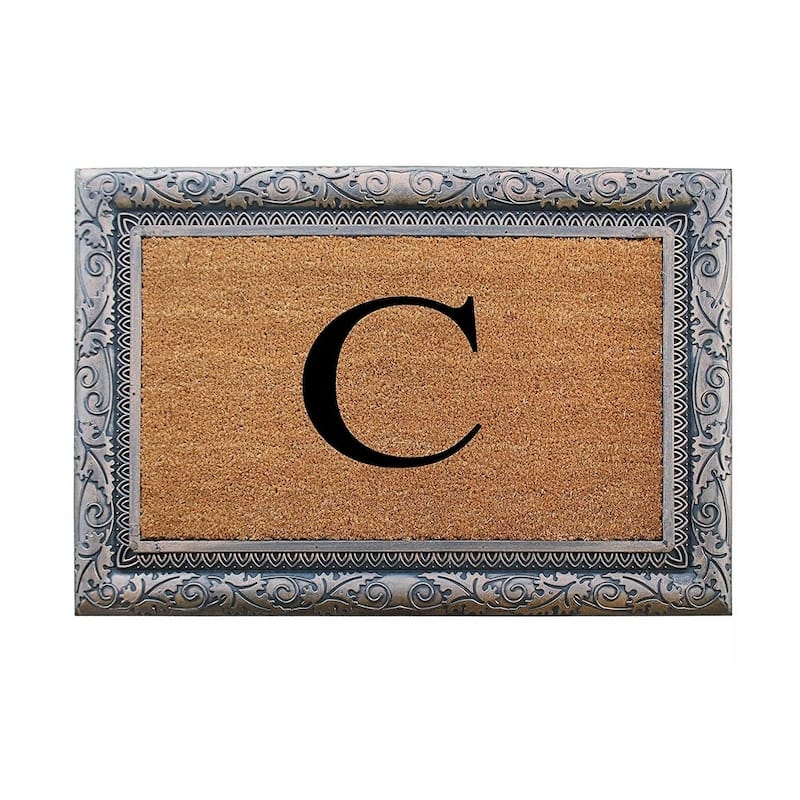 A1HC Rubber Coir Albena Monogrammed Doormat 24"X36", Bronze - Monogrammed C