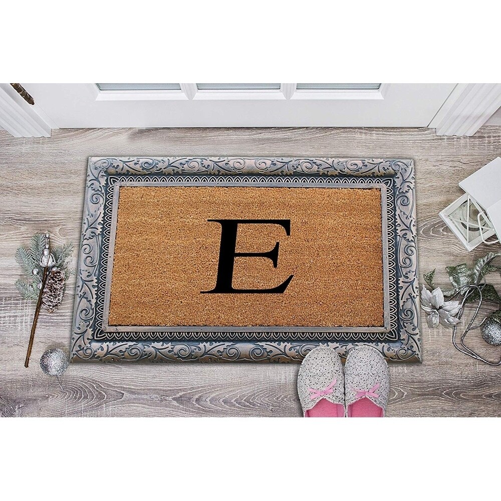 A1hc Rubber and Coir, 24 x 39 Heavy Duty Outdoor Monogrammed Doormat - Monogrammed E