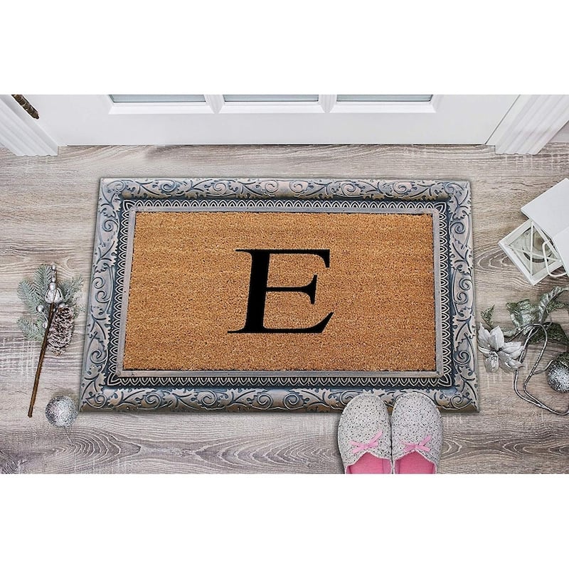A1HC Rubber Coir Albena Monogrammed Doormat 24"X36", Bronze