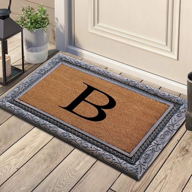 A1HC Rubber Coir Albena Monogrammed Doormat 24"X36", Bronze