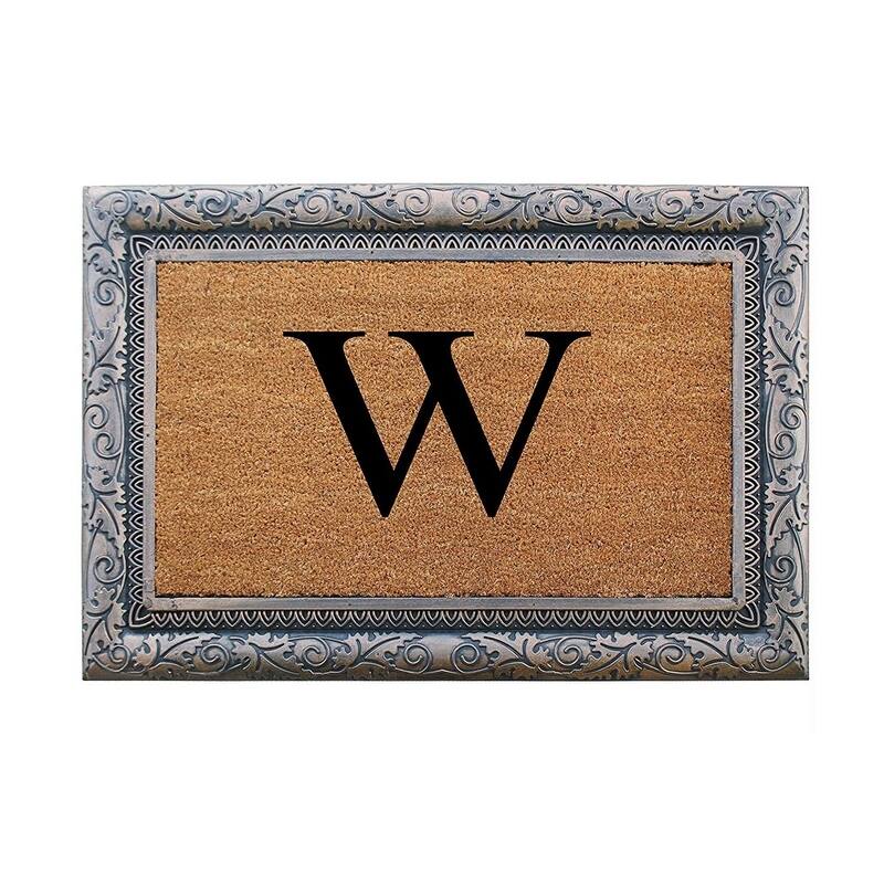 A1HC Rubber Coir Albena Monogrammed Doormat 24"X36", Bronze - Monogrammed W