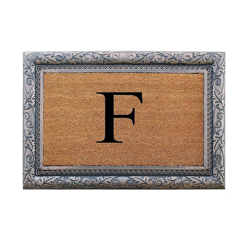 A1HC Rubber Coir Albena Monogrammed Doormat 24"X36", Bronze - Monogrammed F