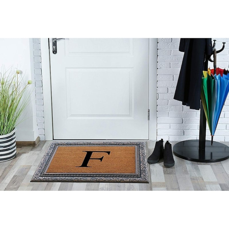 A1HC Rubber Coir Albena Monogrammed Doormat 24"X36", Bronze