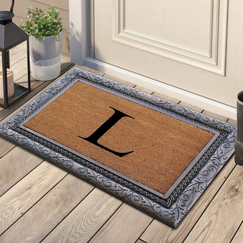 A1HC Rubber Coir Albena Monogrammed Doormat 24"X36", Bronze