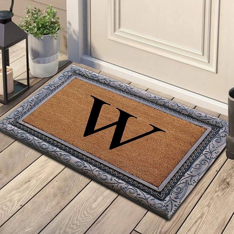 A1HC Rubber Coir Albena Monogrammed Doormat 24"X36", Bronze
