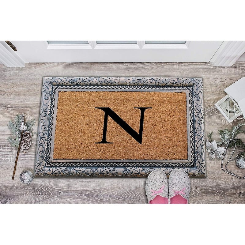 A1HC Rubber Coir Albena Monogrammed Doormat 24"X36", Bronze