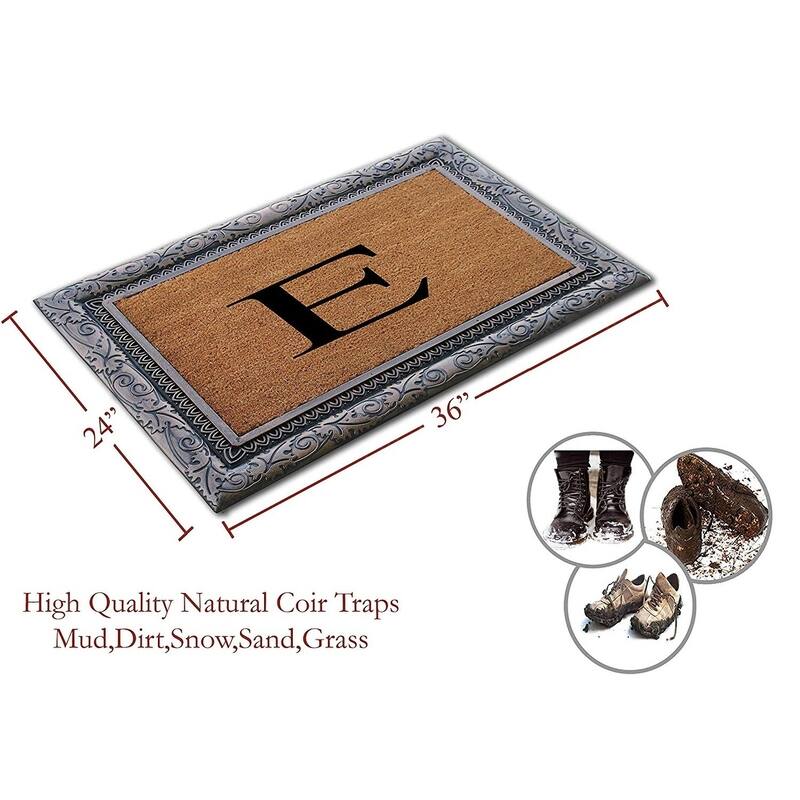 A1HC Rubber Coir Albena Monogrammed Doormat 24"X36", Bronze