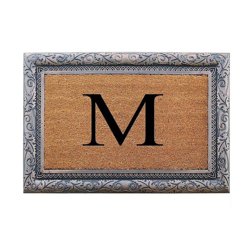 A1HC Rubber Coir Albena Monogrammed Doormat 24"X36", Bronze - Monogrammed M