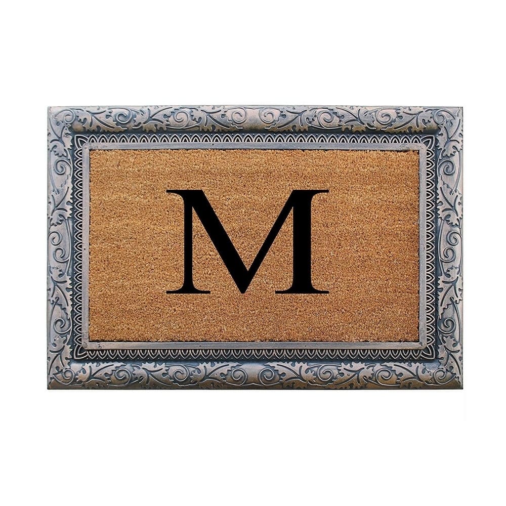 A1HC Rubber Coir Albena Monogrammed Doormat 24"X36", Bronze