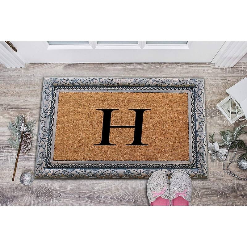 A1HC Rubber Coir Albena Monogrammed Doormat 24"X36", Bronze