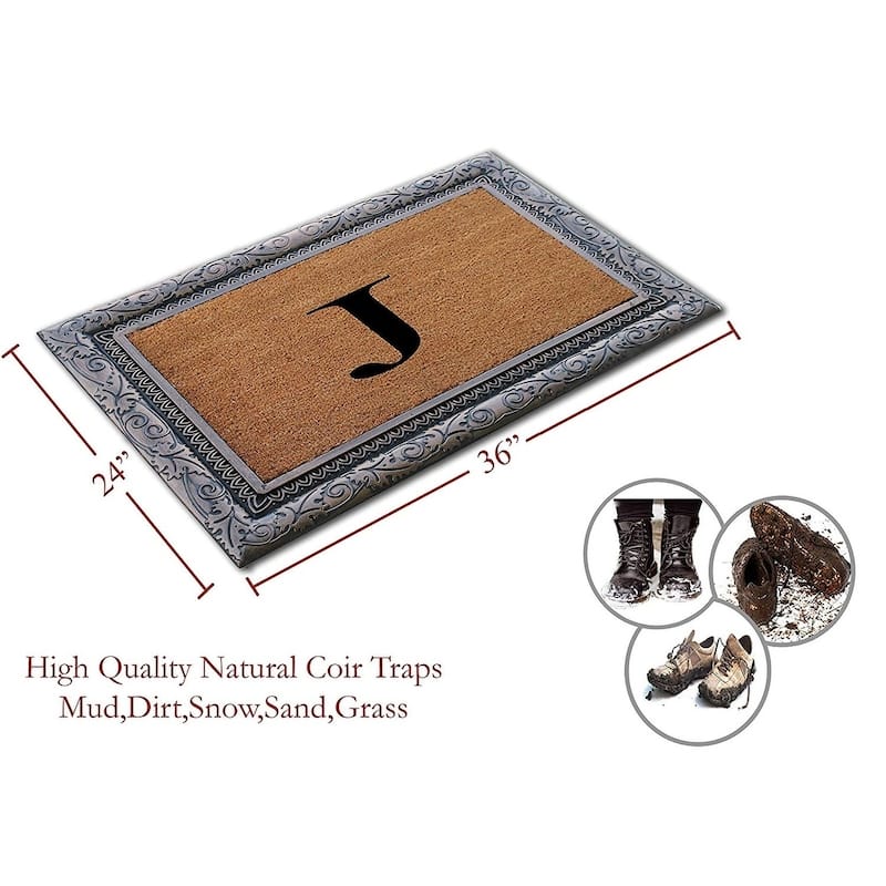 A1HC Rubber Coir Albena Monogrammed Doormat 24"X36", Bronze