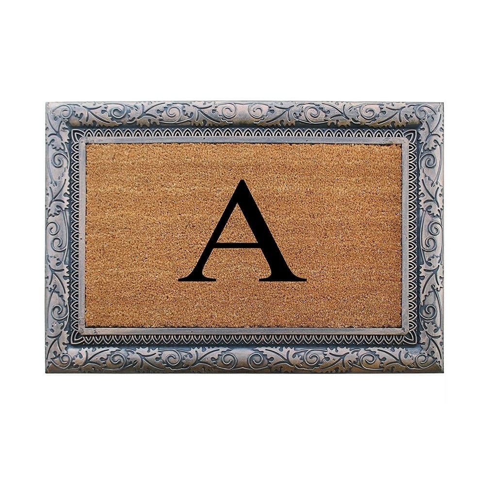 A1HC Rubber Coir Albena Monogrammed Doormat 24"X36", Bronze