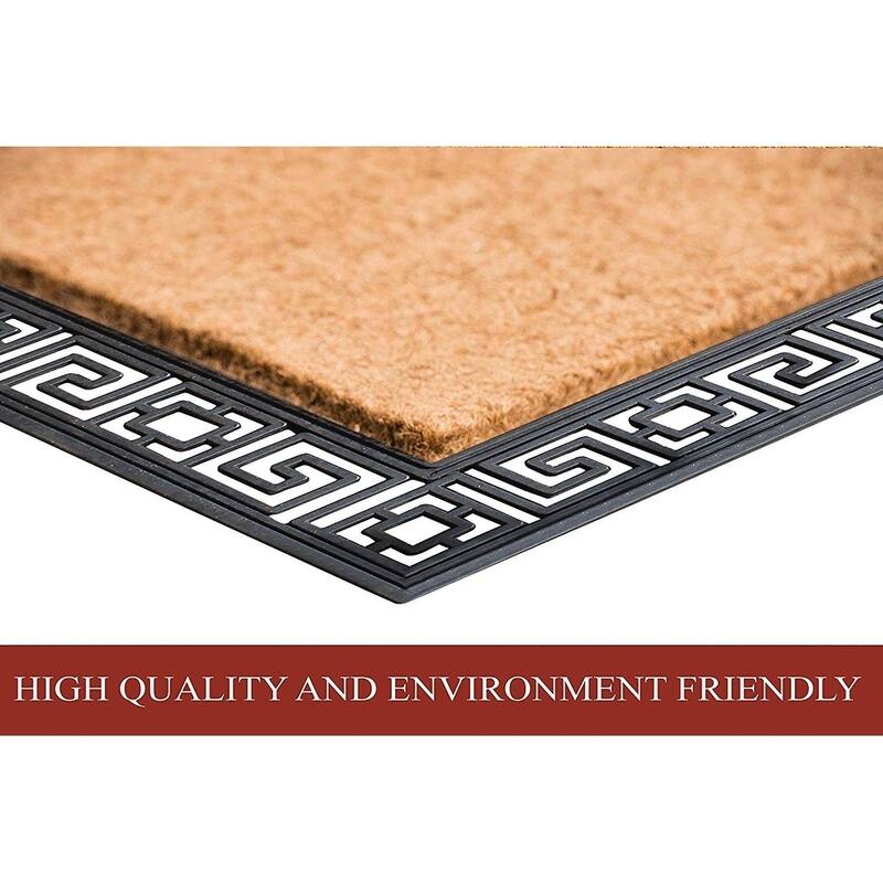 A1HC First Impressions Rubber and Coir Greek Key Border 24" X 36", Heavy Duty, Outdoor Monogrammed Doormat