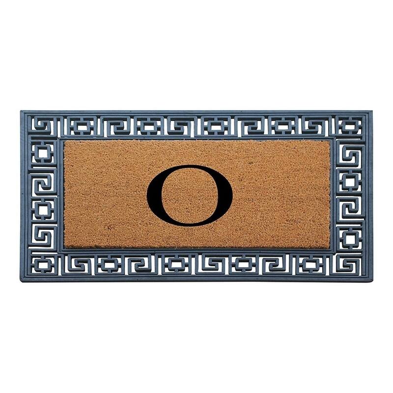 A1HC First Impressions Rubber and Coir Greek Key Border 24" X 36", Heavy Duty, Outdoor Monogrammed Doormat - Monogrammed O