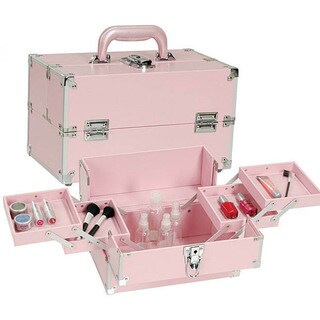 pink makeup case on wheels