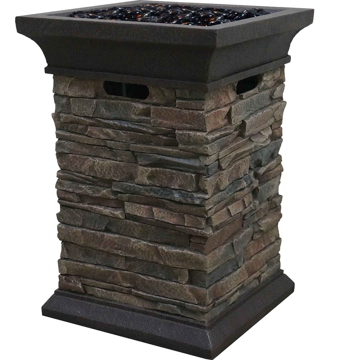 Shop Bond Summit Stone Square Column Gas Fire Pit Free Shipping