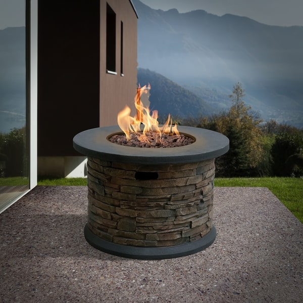 Shop Bond Summit Stone Round Column Gas Fire Pit Overstock