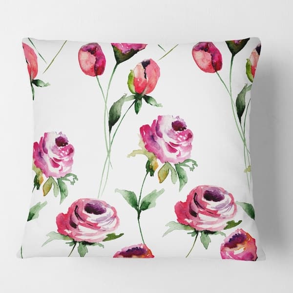 Designart Roses Flowers Pattern Mid Century Modern Throw Pillow Overstock 29063800