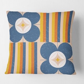 Retro Floral Pattern XI' Mid Century Mid Century Modern Blue Square Throw