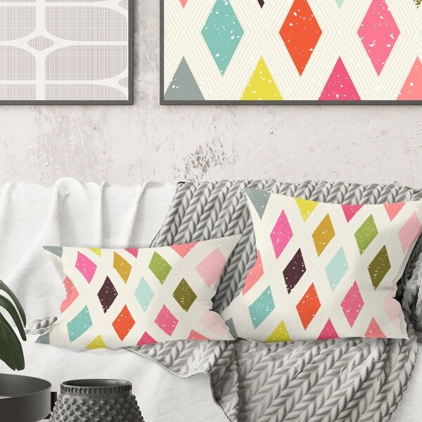 Designart 'Diamond Retro III' Mid-Century Modern Throw Pillow