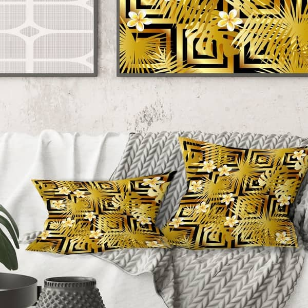 Designart 'Metallic Fabric Pattern' Abstract Throw Pillow - Rectangle - 12 in. x 20 in. - Medium