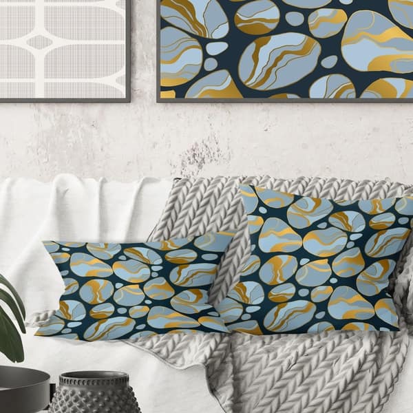 slide 2 of 3, Designart 'Golden Marble Design IV' Mid-Century Modern Throw Pillow