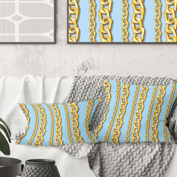 Designart Gold Chain Pattern Mid Century Modern Throw Pillow Overstock 29064249