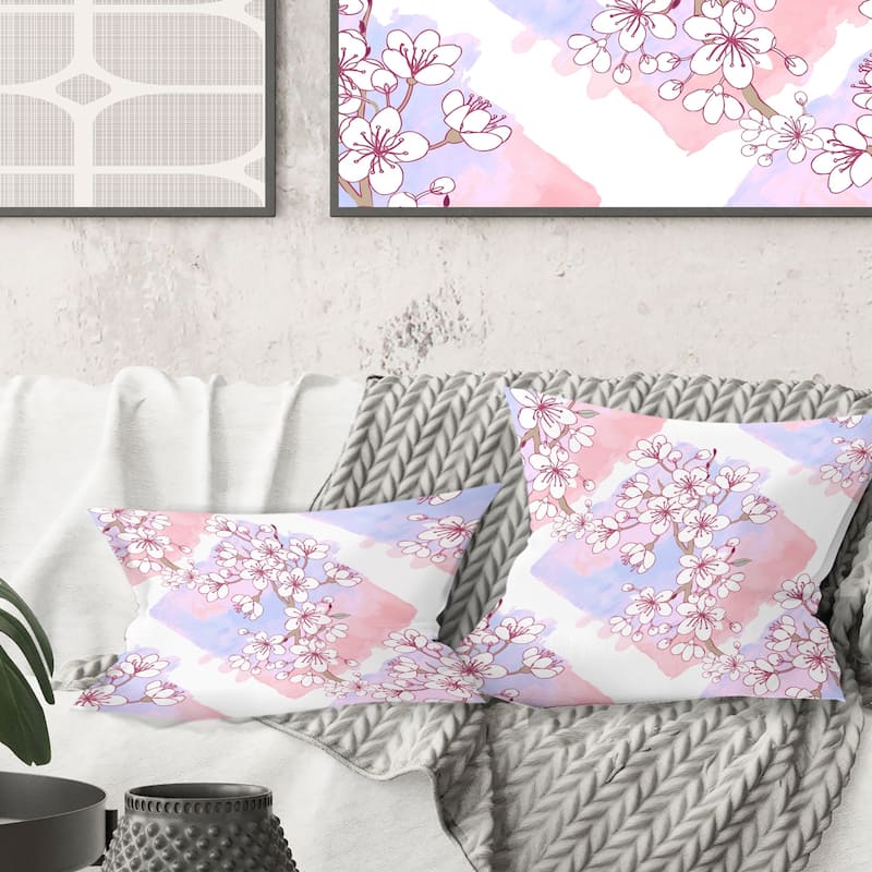 Designart 'Retro Pink Flower Pattern I' Mid-Century Modern Throw Pillow ...