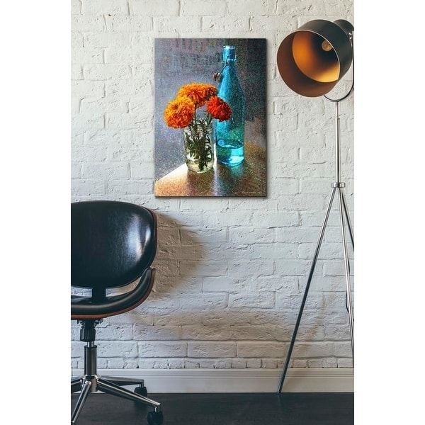 Epic Graffiti 'Aqua Bottle Marigolds Cafe' by Chris Vest, Giclee Canvas Wall Art, 12"x16"