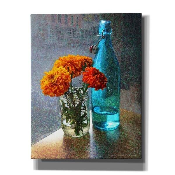 Epic Graffiti 'Aqua Bottle Marigolds Cafe' by Chris Vest, Giclee Canvas Wall Art, 12"x16" - 26 x 34