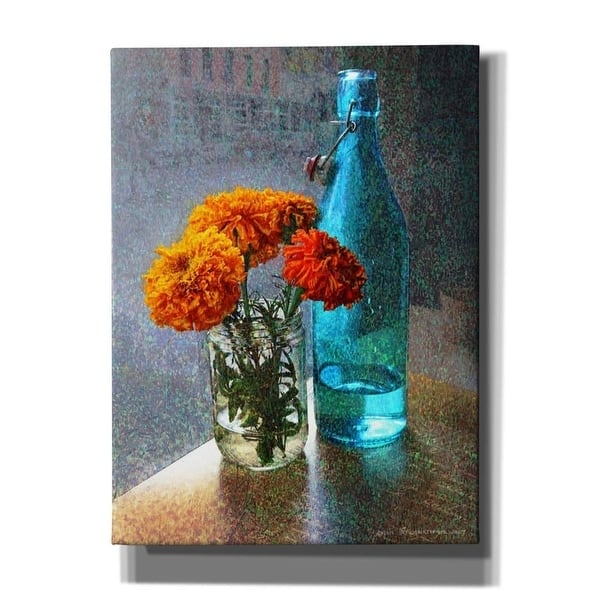 Epic Graffiti 'Aqua Bottle Marigolds Cafe' by Chris Vest, Giclee Canvas Wall Art, 12"x16" - 40 x 54