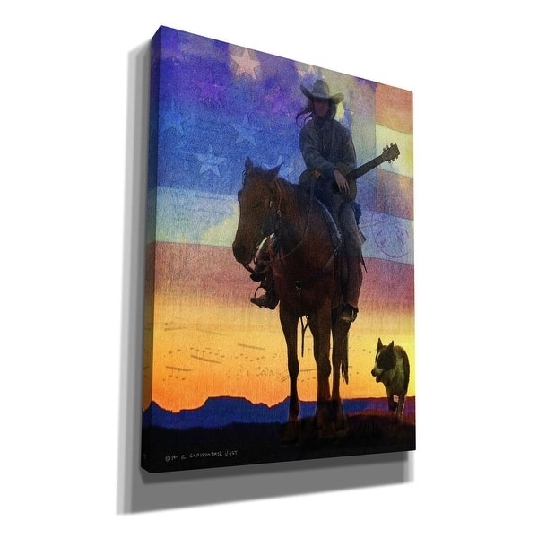 Epic Graffiti 'American Cowgirl' by Chris Vest, Giclee Canvas Wall Art, 12"x16"
