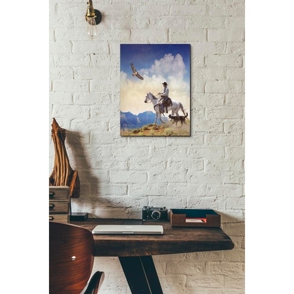 Epic Graffiti 'Cowboy with Dog and Hawk' by Chris Vest, Giclee Canvas Wall Art, 12"x16"
