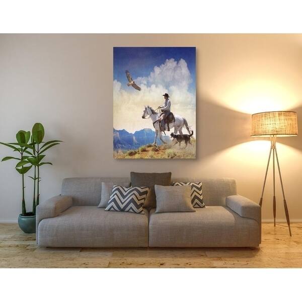 Epic Graffiti 'Cowboy with Dog and Hawk' by Chris Vest, Giclee Canvas Wall Art, 12"x16"