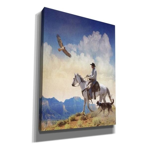 Epic Graffiti 'Cowboy with Dog and Hawk' by Chris Vest, Giclee Canvas Wall Art, 12"x16"