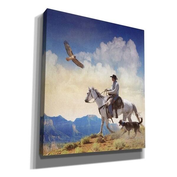 Epic Graffiti 'Cowboy with Dog and Hawk' by Chris Vest, Giclee Canvas Wall Art, 12"x16"