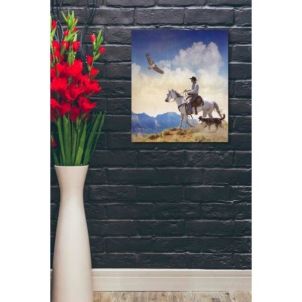 Epic Graffiti 'Cowboy with Dog and Hawk' by Chris Vest, Giclee Canvas Wall Art, 12"x16"