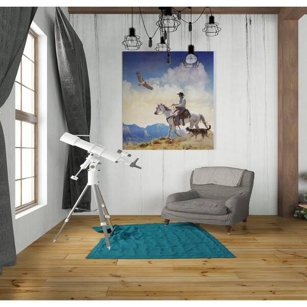 Epic Graffiti 'Cowboy with Dog and Hawk' by Chris Vest, Giclee Canvas Wall Art, 12"x16"