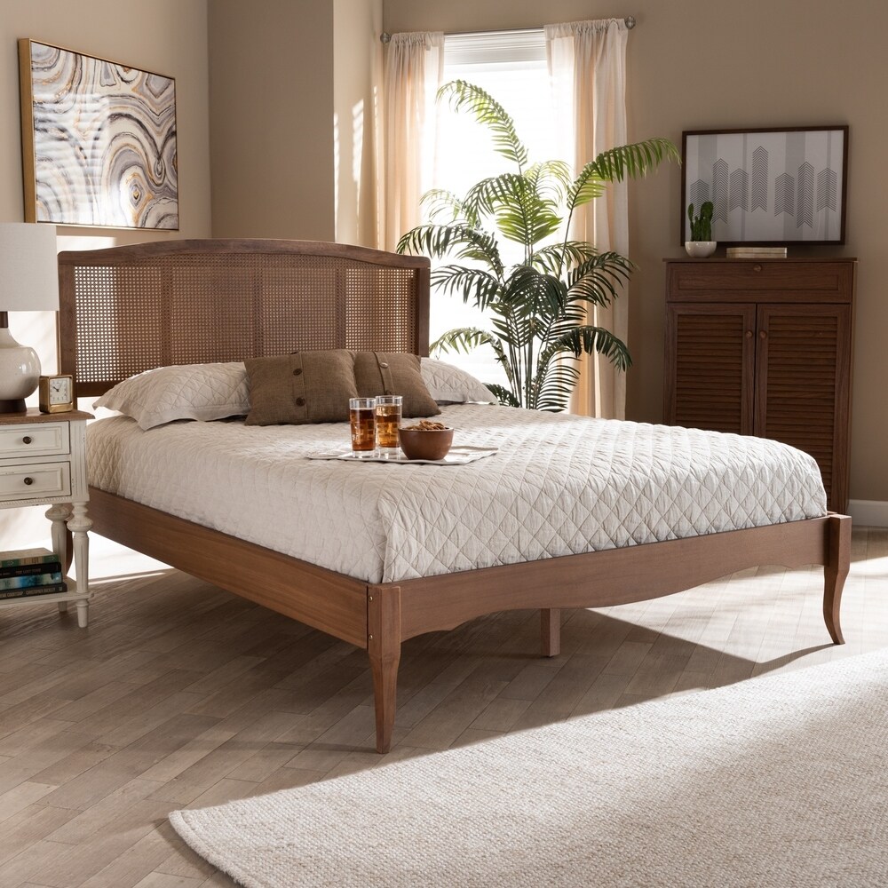 Carson carrington ullared wood and synthetic rattan platform deals bed