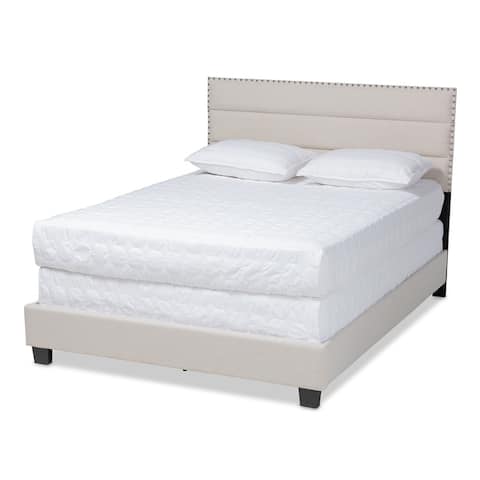 Copper Grove Comrat Modern Cream-tone Fabric-upholstered Bed with Nailhead Trim