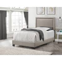 Emerald Home Triston Beige Linen Modern Nailhead Upholstered Bed