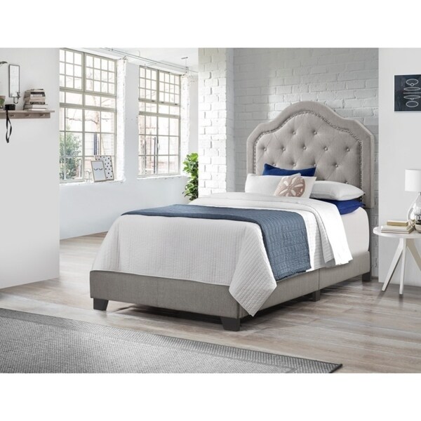 Emerald Home Kieran Grey Traditional Nailhead Tufted Platform Bed
